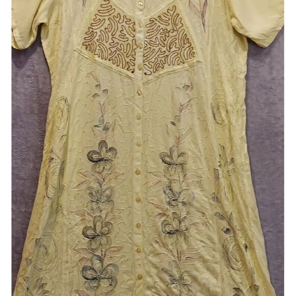 Malhortra Dress Women XL Maxi Flowy Ethnic Hippie Boho embroidery mumu Rayon - Picture 6 of 11